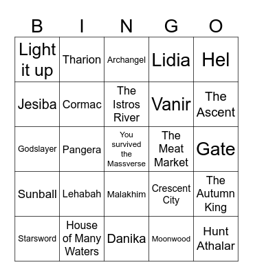 Crescent City Bingo Card