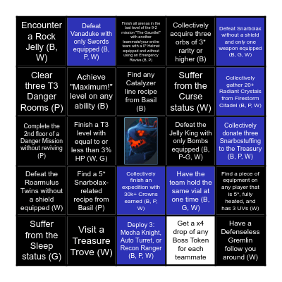 Team Snarby Bingo Card