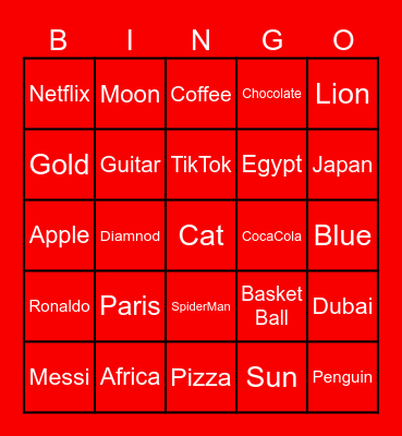 Trivia X Bingo Card