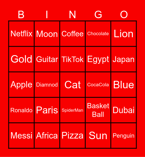 Trivia X Bingo Card