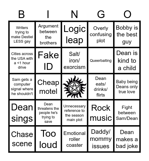 Supernatural Bingo Card