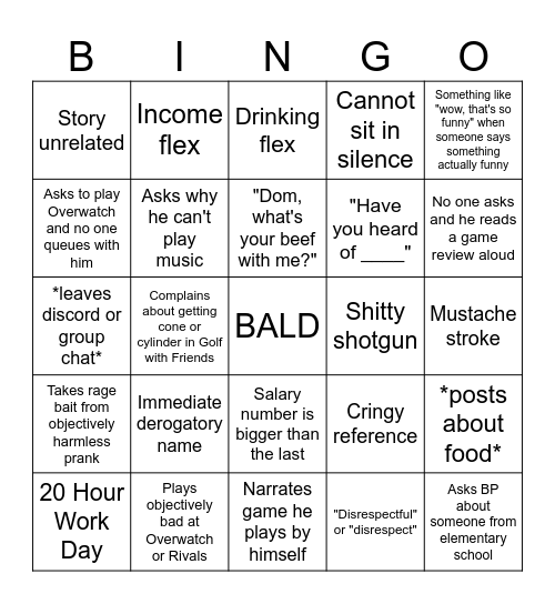 House Tyler Bingo Card