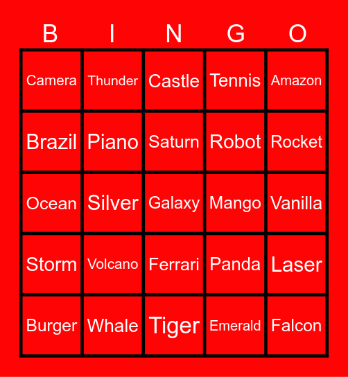 Trivia X Bingo Card