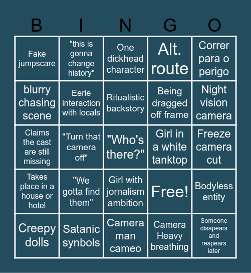 Found Footage Bingo Card