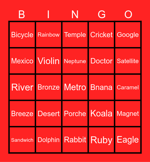 Trivia X Bingo Card