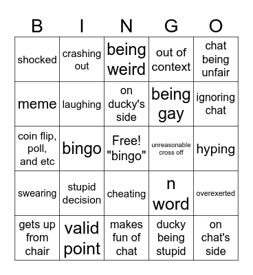 DuckyDee Bingo Card