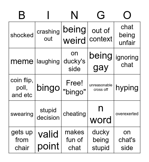 DuckyDee Bingo Card