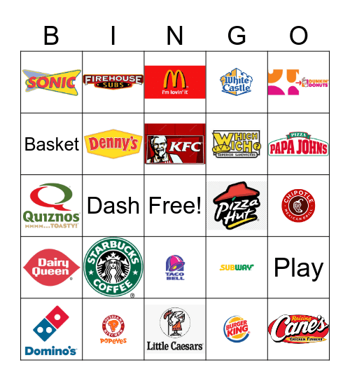 Fast Food Restaurant Logos Bingo Card