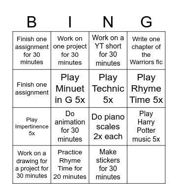 Productivity Bing(o) Bingo Card
