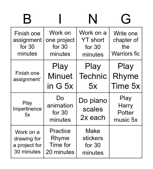 Productivity Bing(o) Bingo Card