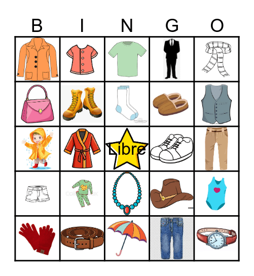 La Ropa Bingo Card
