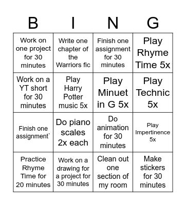 Productivity Bing(o) Bingo Card