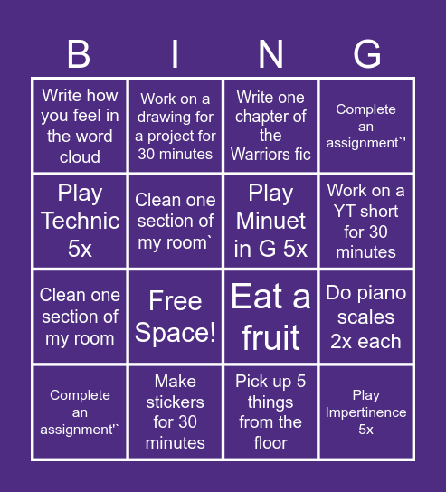 Productivity Bing(o) Bingo Card