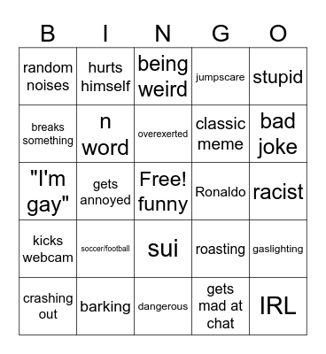 IShowSpeed clips Bingo Card