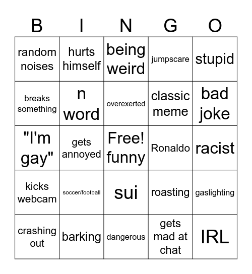 IShowSpeed clips Bingo Card