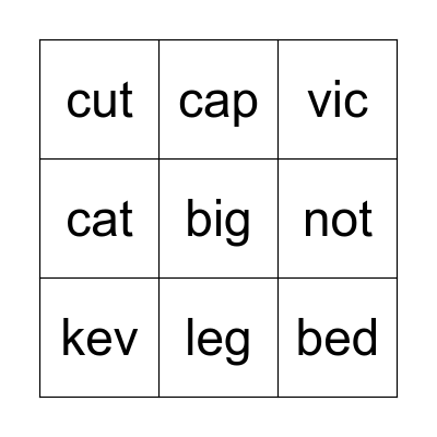 Phonics Bingo Card