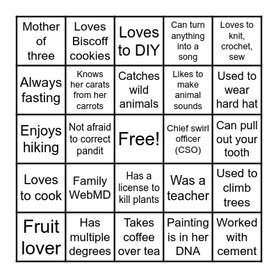 Pallu's 75th Birthday Bingo Card