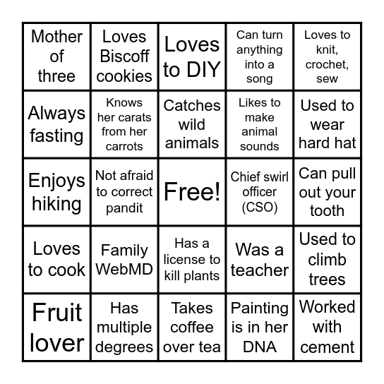 Pallu's 75th Birthday Bingo Card