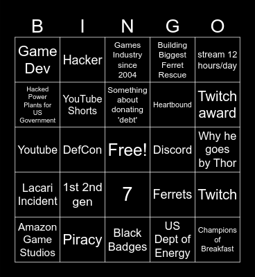 PS Kick Interview Bingo Card