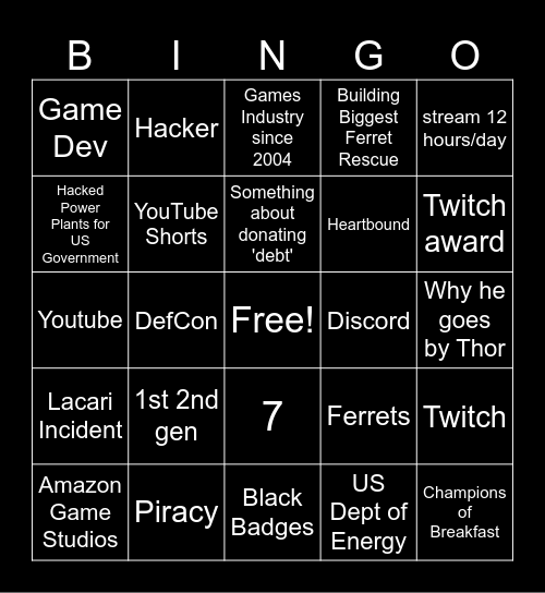 PS Kick Interview Bingo Card