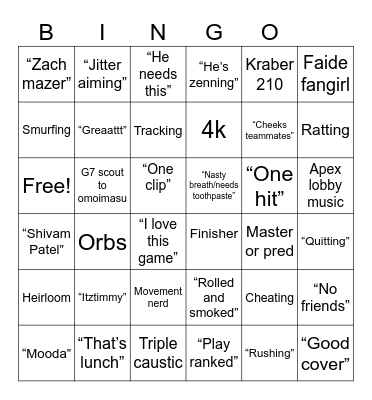 Apex Bingo Card