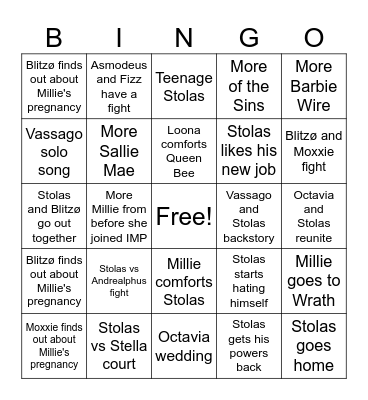 Helluva Boss S3 Bingo Card