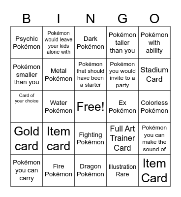 Scarlet Violet TCG Bingo Card