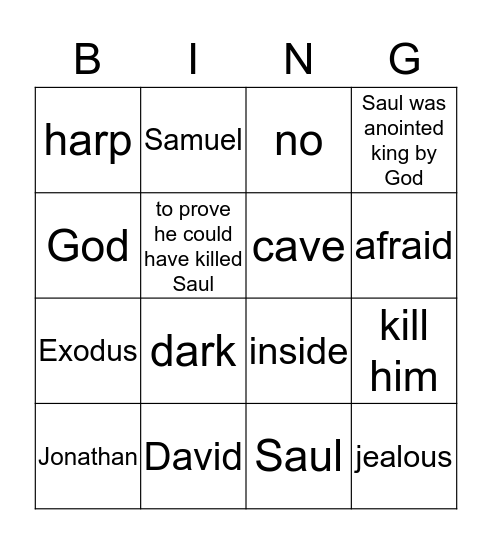 David  Hides  From  Saul Bingo Card