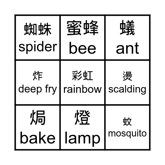 火部首BINGO Card