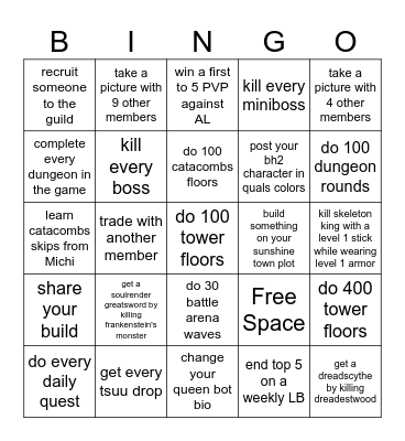 Qualifiers Bingo Card