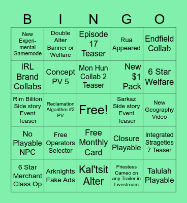 AK 7TH ANNI LIVE BINGO Card