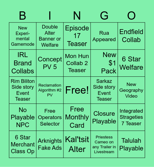 AK 7TH ANNI LIVE BINGO Card