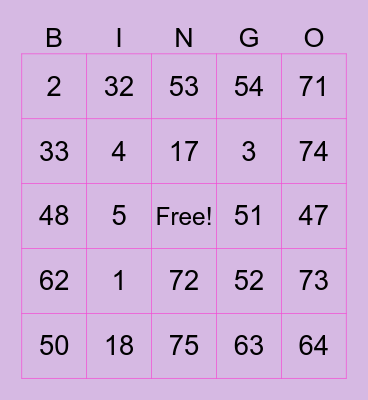 A R Y A H Bingo Card