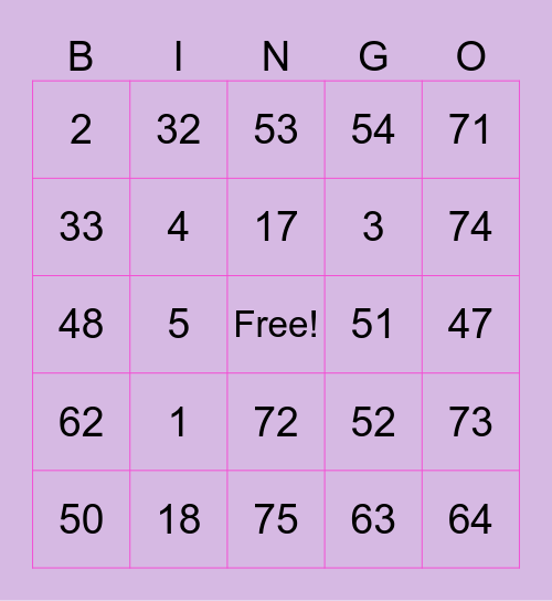 A R Y A H Bingo Card