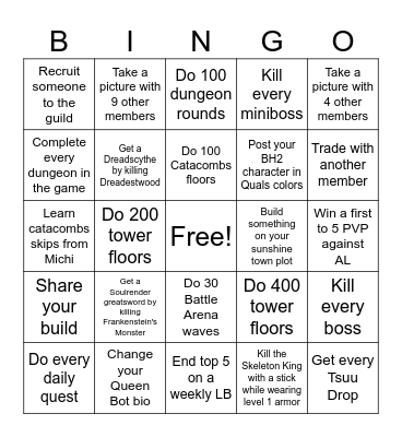 Qualifiers Bingo Card