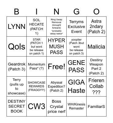MapleSEA Crown or Clown Showcase Bingo Card