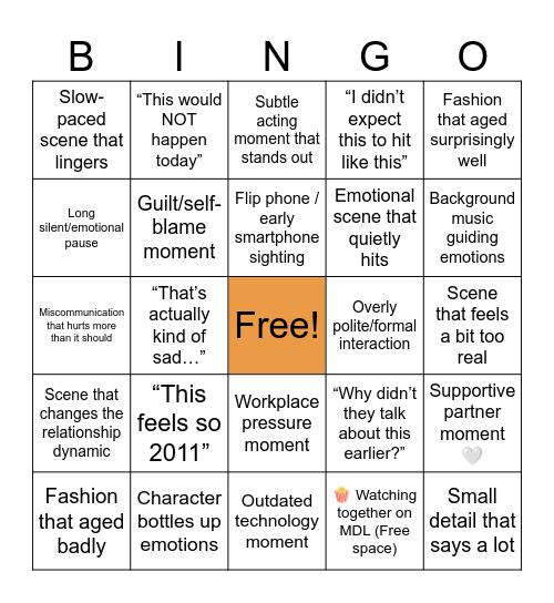 "MDL Throwback Night Bingo: 2011 Edition 🍿" Bingo Card