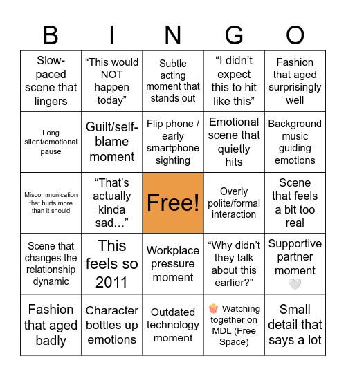 "MDL Throwback Night Bingo: 2011 Edition 🍿" Bingo Card