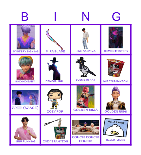 KPOP DEMON HUNTERS Bingo Card