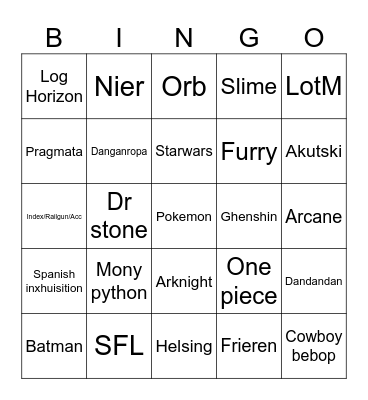 Series bingo Card