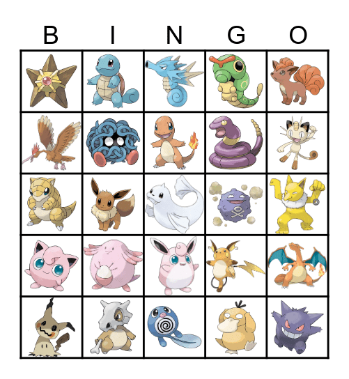 Pokémon Bingo Card