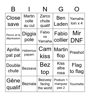 Jerez 2026 Bingo Card