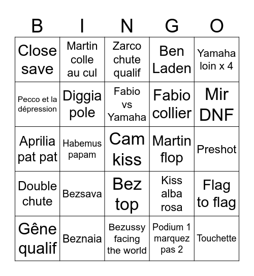 Jerez 2026 Bingo Card
