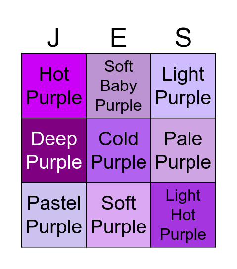 Jessica is Purple 💜 / Bingo Card