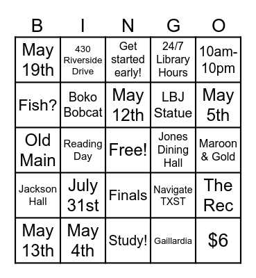 HAGS Closing Bingo Card