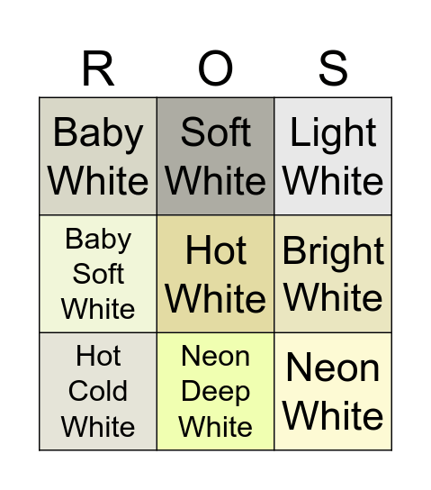Rosa is White 🤍/ Bingo Card