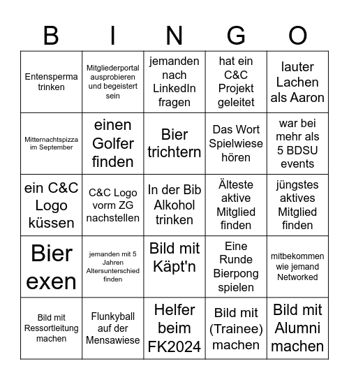 C&C 25. Jubiläum Bingo Card
