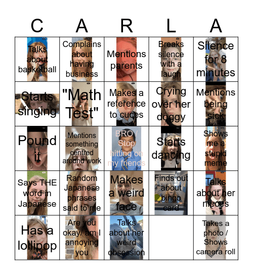 Carla Bingo Card