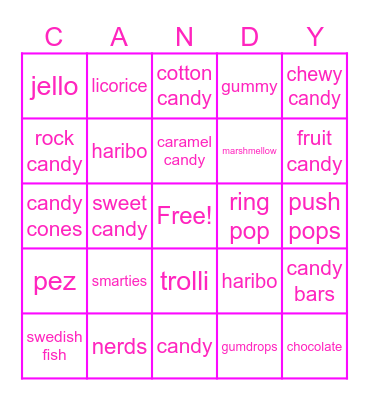 SakuBot's Candyland Bingo Card