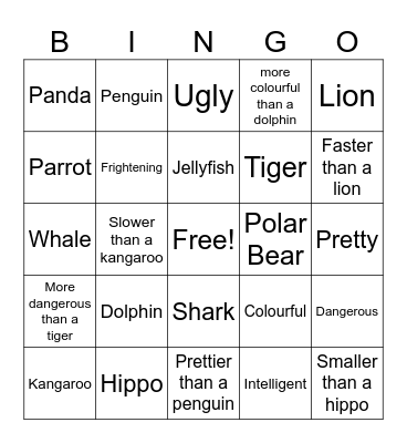 Unit 3 Wild Animals Lead The Way Book 3 Bingo Card